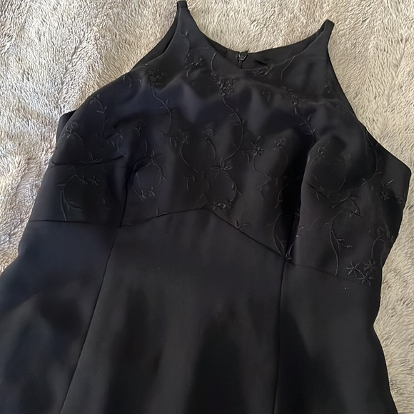 Long Black mermaid dress embroidered 2 fit & flare formal fancy sleeveless 2P - Picture 4 of 12